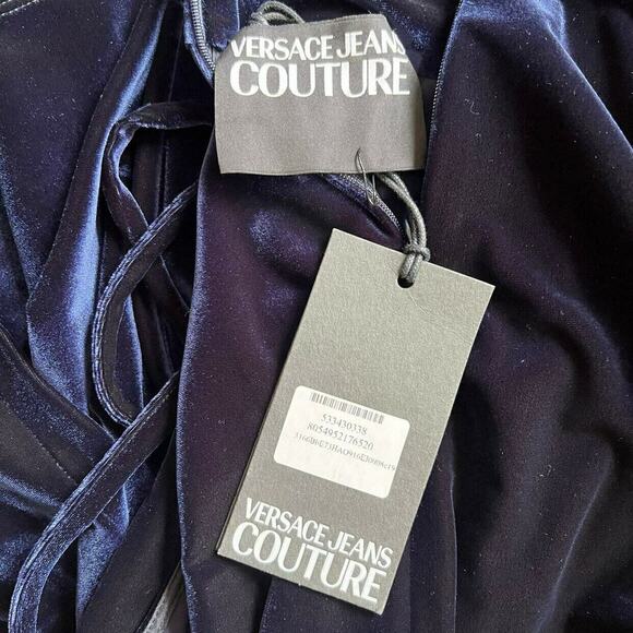 Versace Jeans Couture Navy Long Sleeve Faux Wrap Dress, US0 - Picture 8 of 10